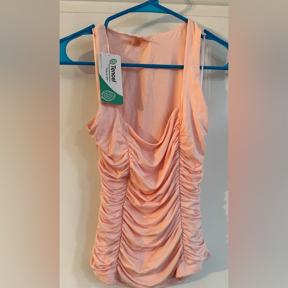 NWT Pink Ruched Plunge Tank Top